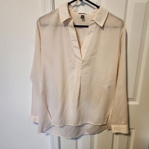 Jones New York Cream Striped Blouse